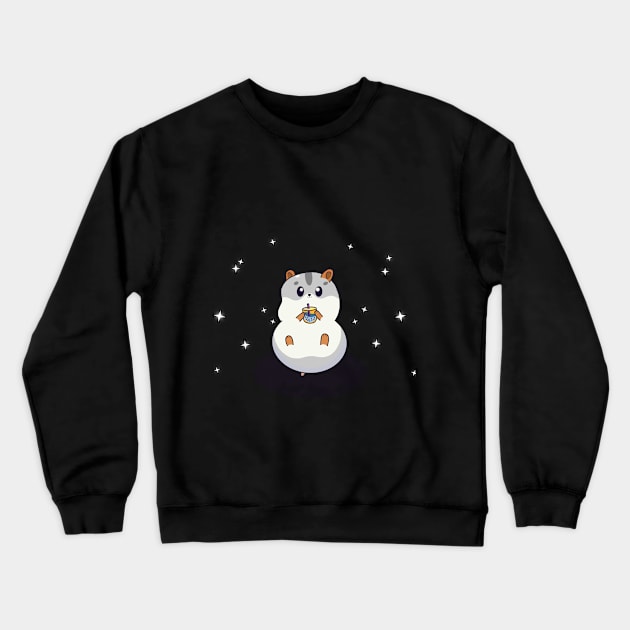 Hamster Drinking Bobba Crewneck Sweatshirt by Yugen Illustrations